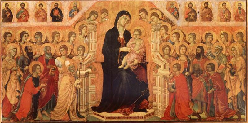 Duccio di Buoninsegna Maria and Child throning in majesty, hoofddpaneel of the Maesta, altar piece Sweden oil painting art